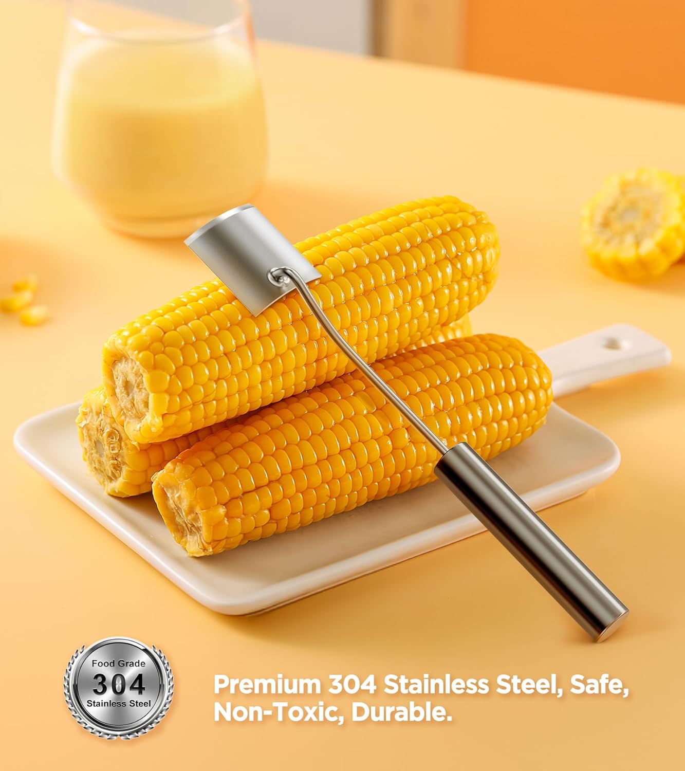 Corn Peeler for Corn on the Cob, Stainless Steel Corn Cob Stripper Tool for Stripping off Corn Kernel From Cob