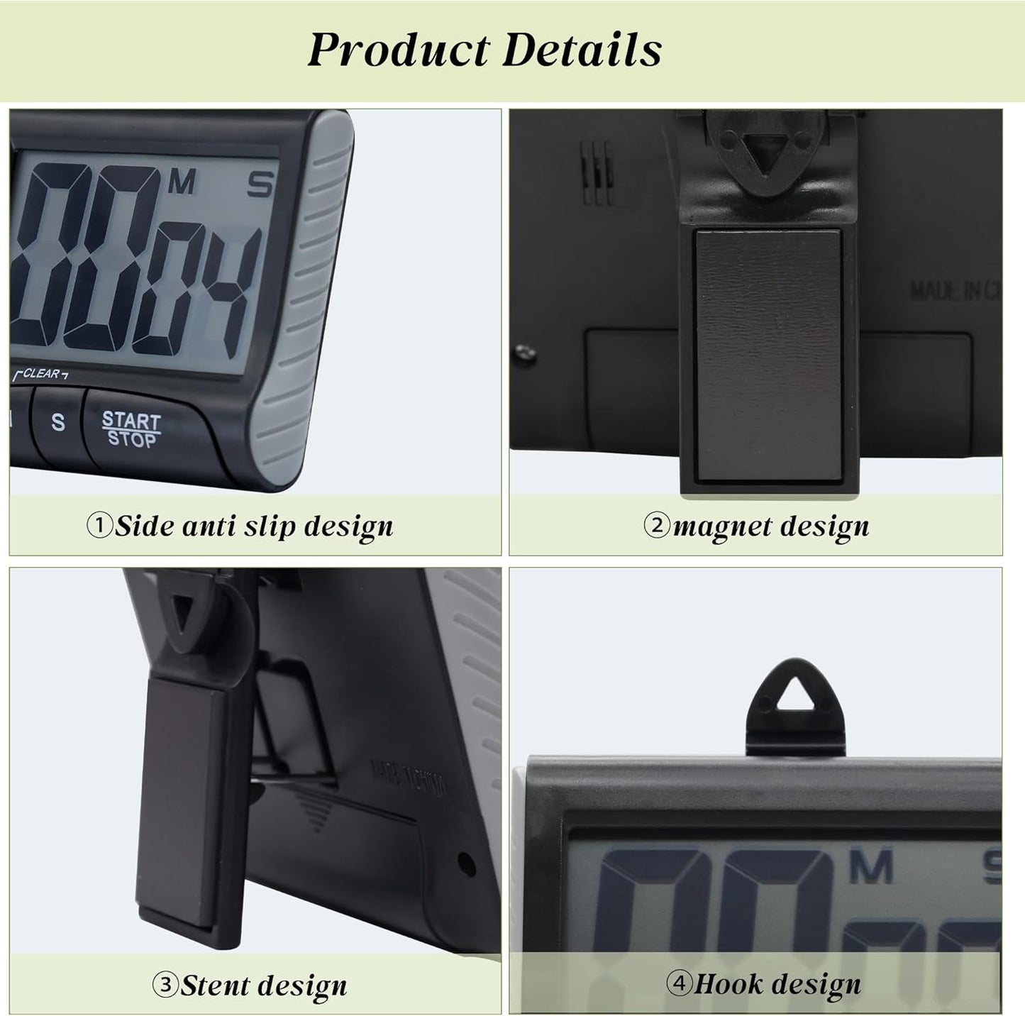 Large LCD Display Kitchen Timer -Magnetic Digital Timers,Loud Alarm,Memory and Fast Forward Function,Cooking Timers for Kitchen,Gym, Meeting, Classroom,Study,Work,Outdoor Activities(Black)