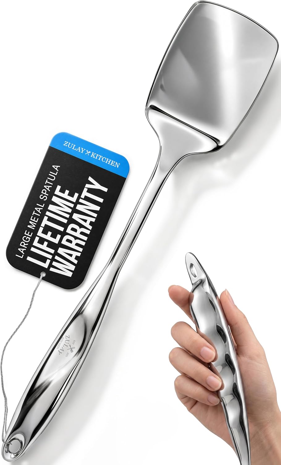 Zulay Kitchen Stainless Steel Spatula - 14.8” Heat-Resistant Metal Slotted Turner for Cooking, Frying & Grilling - Durable, Rust-Proof & Dishwasher Safe Kitchen Utensil for Everyday Use