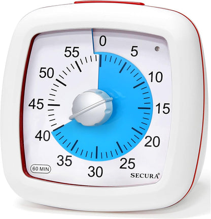 Secura 60-Minute Visual Timer, Silent Study Timer for Kids and Adults, Time Clocks, Time Management Countdown Timer for Teaching (Navy Blue & Navy Blue)
