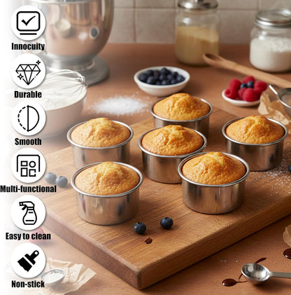 6 Pcs Round Cookie Cutter Set (2, 3, 3.5, 4, 5, 6 Inch) Stainless Steel Round Biscuit Cutters Circle Biscuit Cookie Cutters Large Circle Cutter for Food Baking Biscuits,Pastry,Donuts