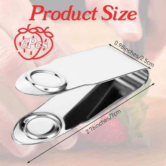 6 PCS Stainless Steel Strawberry Huller Stem Remover Strawberry Corer tool Tool Remover Picker Leaf Peeler Tweezers for Cherry Tomato, Silver, Efficient Fruit Corer Kitchen Gadgets