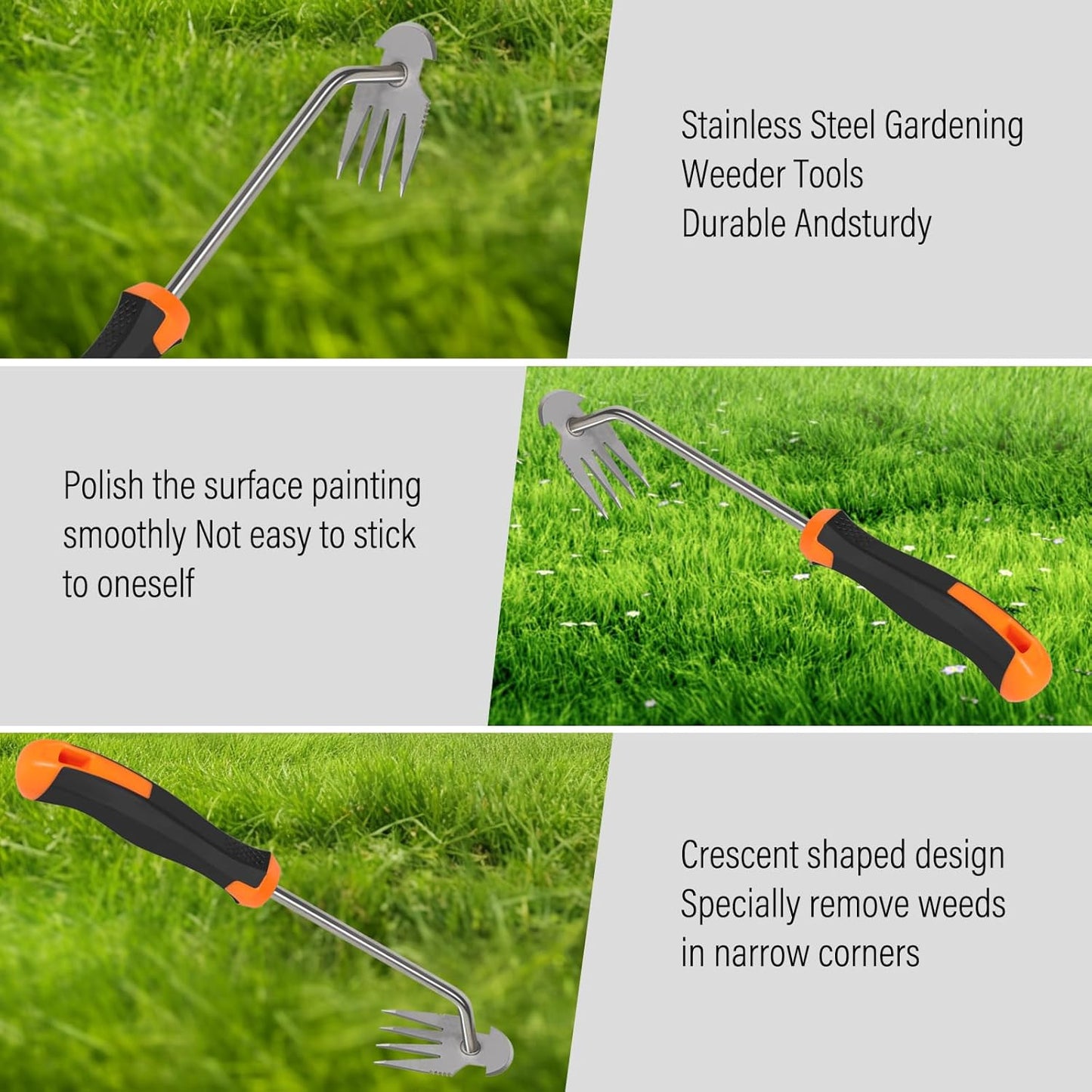Weed Remover Tool,Garden Weed Tool, Portable Garden Weeding Tool for Vegetable Gardening Backyard Farm Planting & Weeding (Rubber Handle)