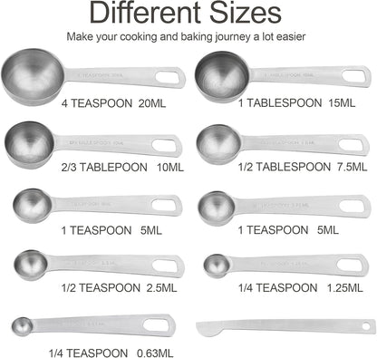 Smithcraft Measuring Cups and Spoons Set, 18/8 Stainless Steel Measuring Cups and Spoons for Kitchen & Baking, Heavy Duty Metric & US 8 Measuring cups, 9 Measuring Spoons Set