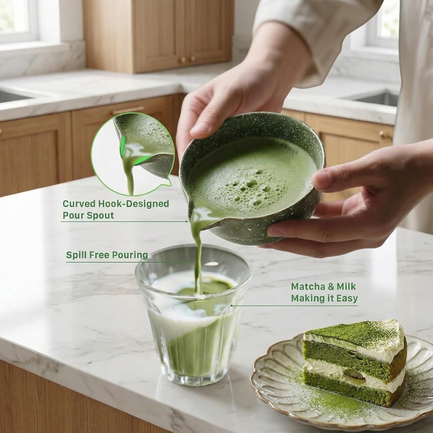 Matcha Whisk Set ,7 Pcs Matcha Set, Matcha Kit for Ceremony, Tradition Tea Set for Making Breakfast/Latte, with 20 OZ Bowl(Chawan)/Whisk and Holder, Valentine's Day Gift for Family/Friend Tea Lovers