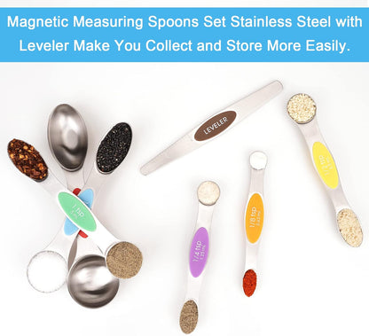 Mini Measuring Spoon Set, Heavy Duty Stainless Steel Measuring Spoons for Cooking Baking, Tablespoon Teaspoon for Dry or Liquid Ingredients, Fits in Spice Jar, 1/64 1/32 1/16 1/8 1/4 tsp