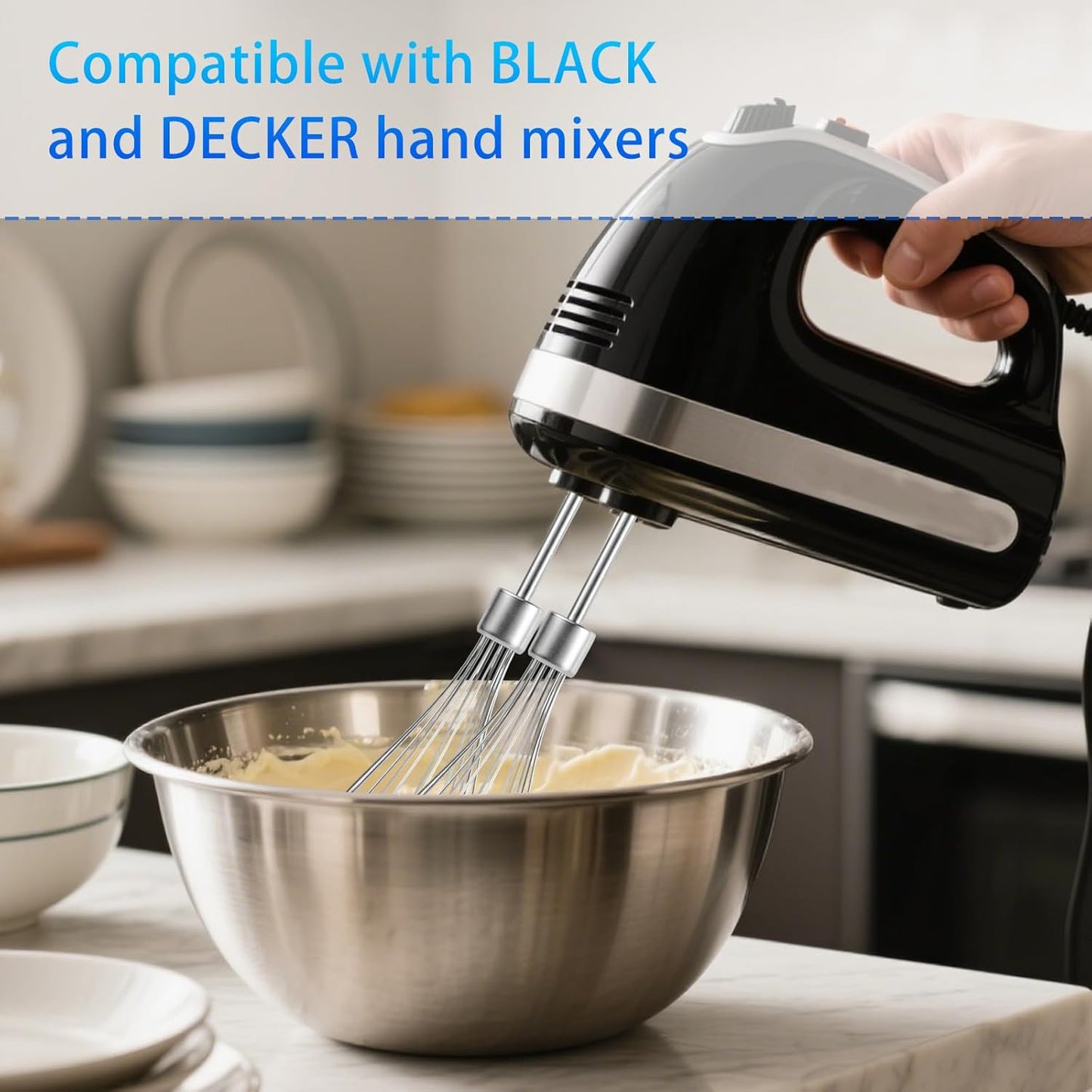 2pcs Hand Mixer Beaters Attachments Compatible with BLACK & DECKER, Universal Stainless Steel Electric Hand Mixer Whisk Replacement for Cooking and Baking