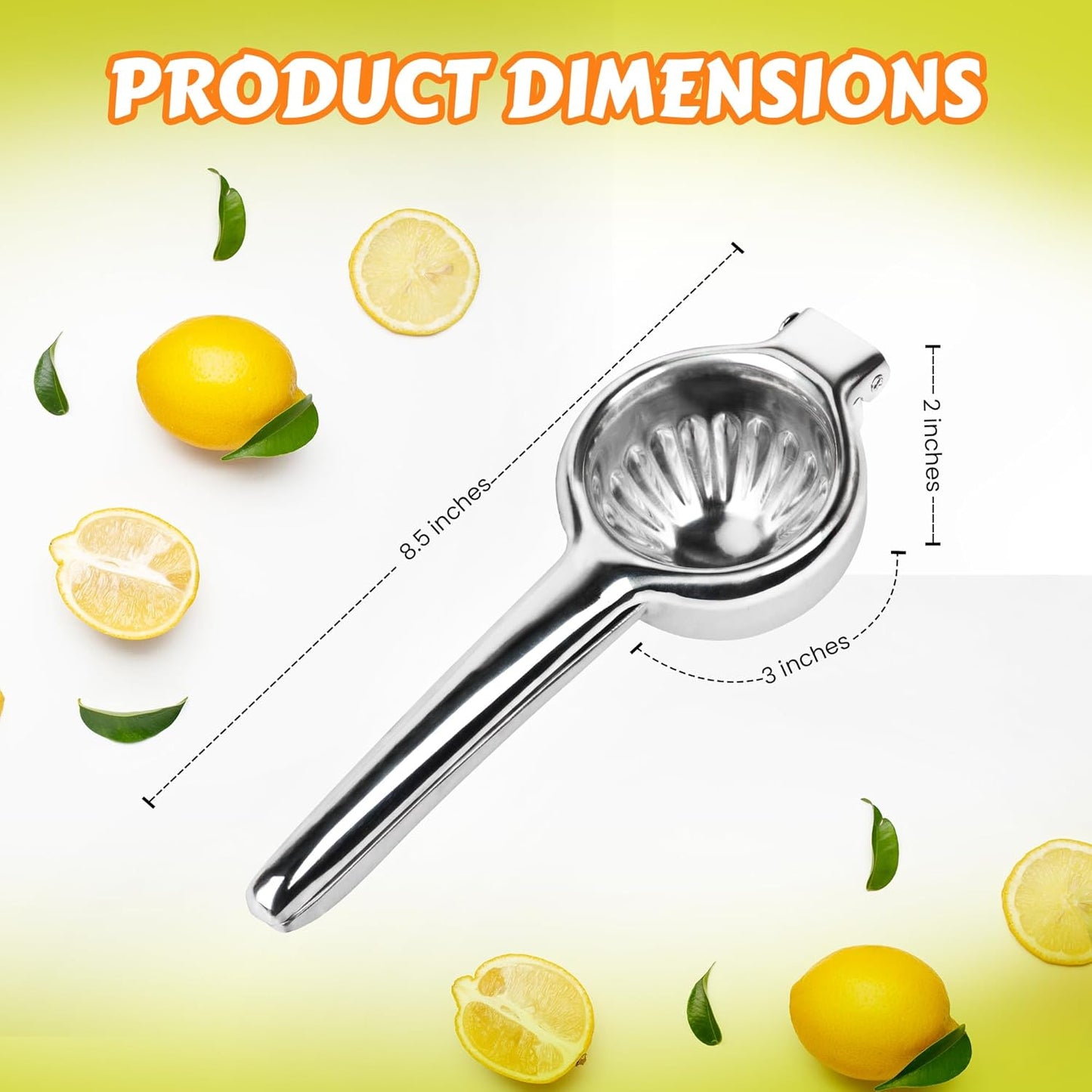 Stainless Steel Lemon Squeezer | Heavy Duty Handheld Juicer with X-Large Bowl | Premium Manual Citrus Press | Stainless Steel Lemon Lime Squeezer & Juicer Hand Press | Rust-Resistant, Dishwasher Safe