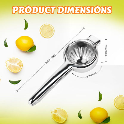 Stainless Steel Lemon Squeezer | Heavy Duty Handheld Juicer with X-Large Bowl | Premium Manual Citrus Press | Stainless Steel Lemon Lime Squeezer & Juicer Hand Press | Rust-Resistant, Dishwasher Safe