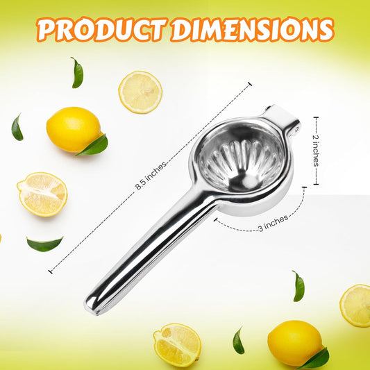 Stainless Steel Lemon Squeezer | Heavy Duty Handheld Juicer with X-Large Bowl | Premium Manual Citrus Press | Stainless Steel Lemon Lime Squeezer & Juicer Hand Press | Rust-Resistant, Dishwasher Safe