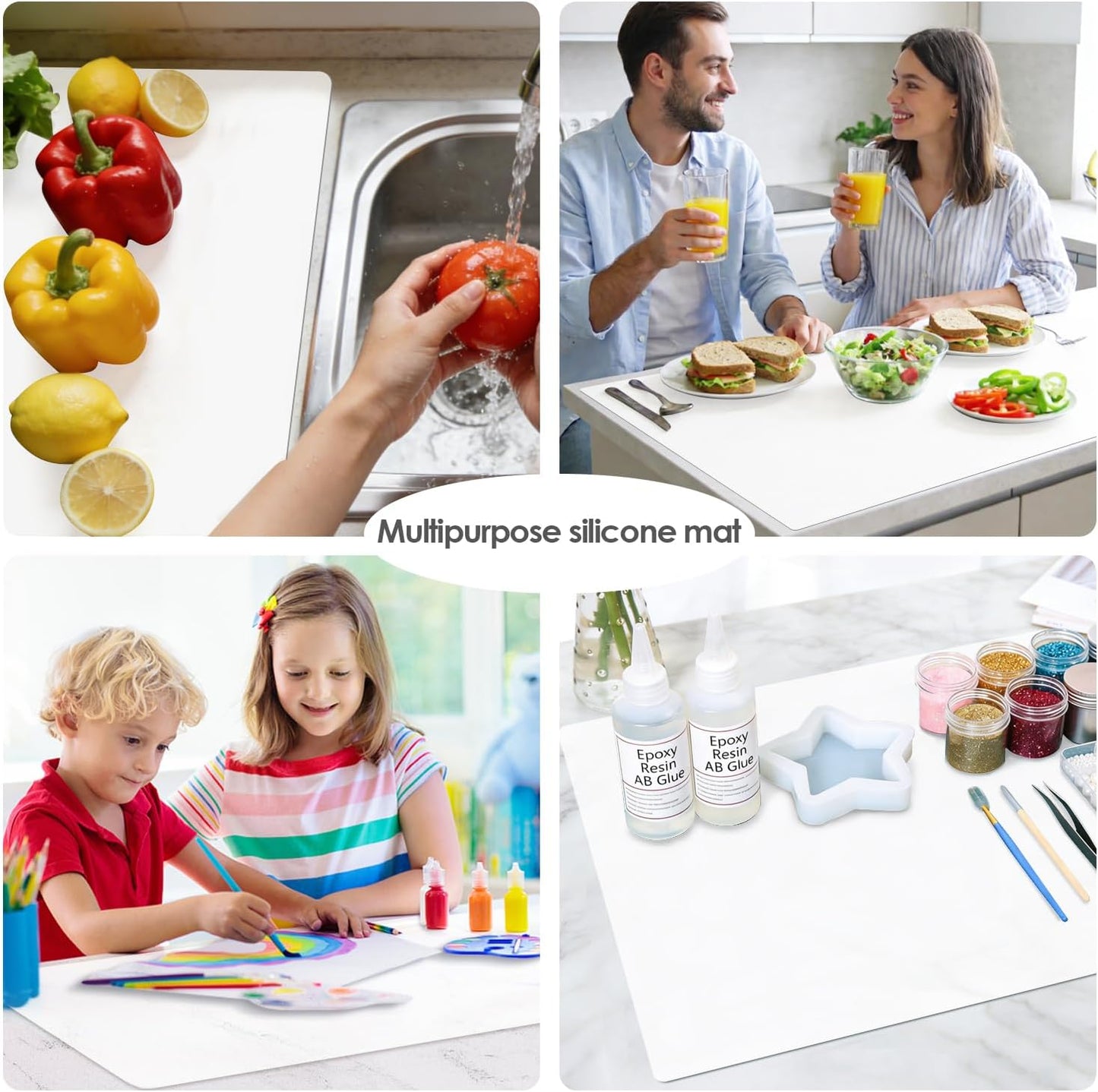 Standard Silicone Mat,Black Baking Mat-Food Grade Kids Dinner Table Placemat Non Slip Counter Mat with Raised Edges Heat Resistant Mat for Air Fryer Nonstick Pastry Dough Mat(1 Pack 23.6'' x 15.7'')