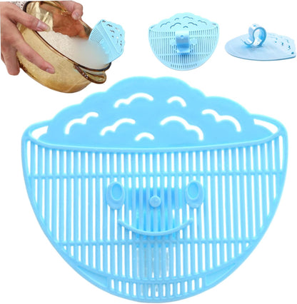 Clip on Strainer 4x5 Inch Food Grade PP "Rice in Bowl" Clip on Strainer for Pots with Smiling Expression for Rice/Noodle/Fruit/Vegetable Washing