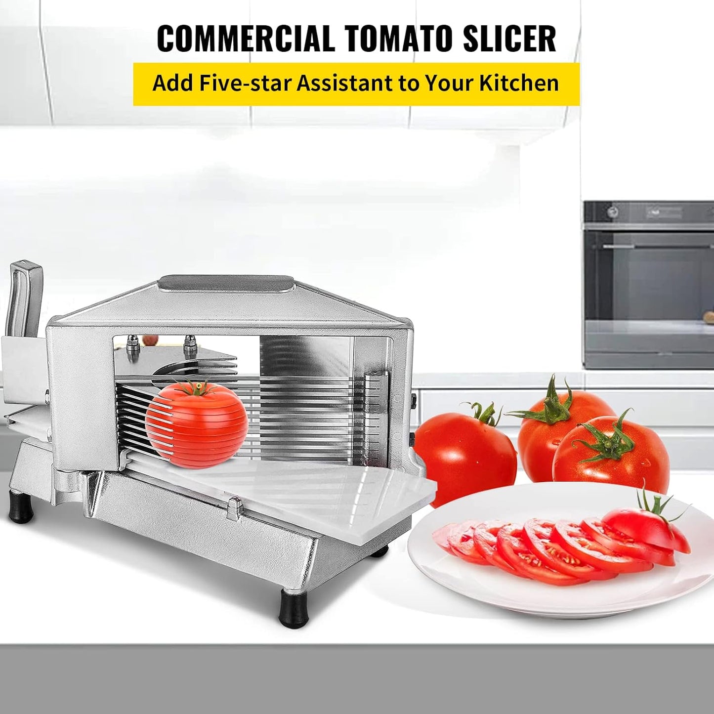 VEVOR Commercial Tomato Slicer 3/16 inch Heavy Duty Tomato Slicer Tomato Cutter with Built-in Cutting Board for Restaurant or Home Use (3/16 inch)