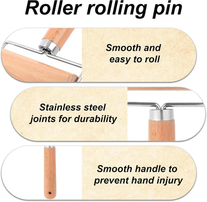 2pcs Hand Wooden Pastry Roller, 2 Size Non-Stick Small Mini Rolling Pins for Pizza Dough Pastry Bread Tortilla Cookies Pie Dumplings Easy Clean Kitchen Baking Tools for Home Cooking