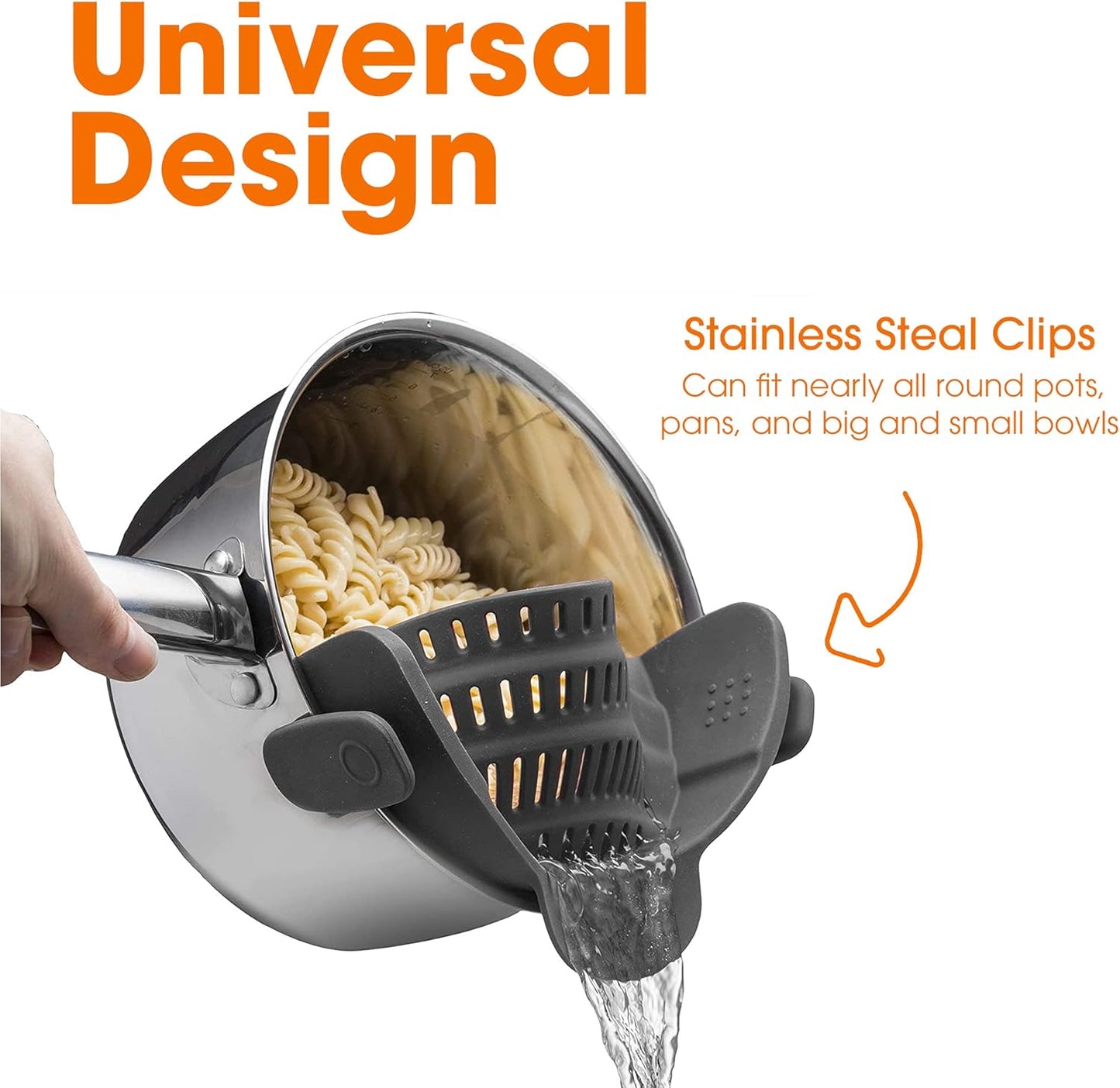 Cheer Collection Silicone Clip on Pot Strainer, Heat-resistant Snap-On Strainer for Pasta, Noodles, Rice, Meats and Vegetables, Green
