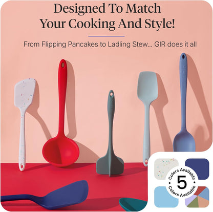 GIR: Get It Right 5-Piece Silicone Ultimate Kitchen Utensils Set - Ladle, Spatula, Flip, Spoon & Spoonula - Non-Toxic Cooking Utensils for Nonstick Cookware, Cooking and Baking - Black