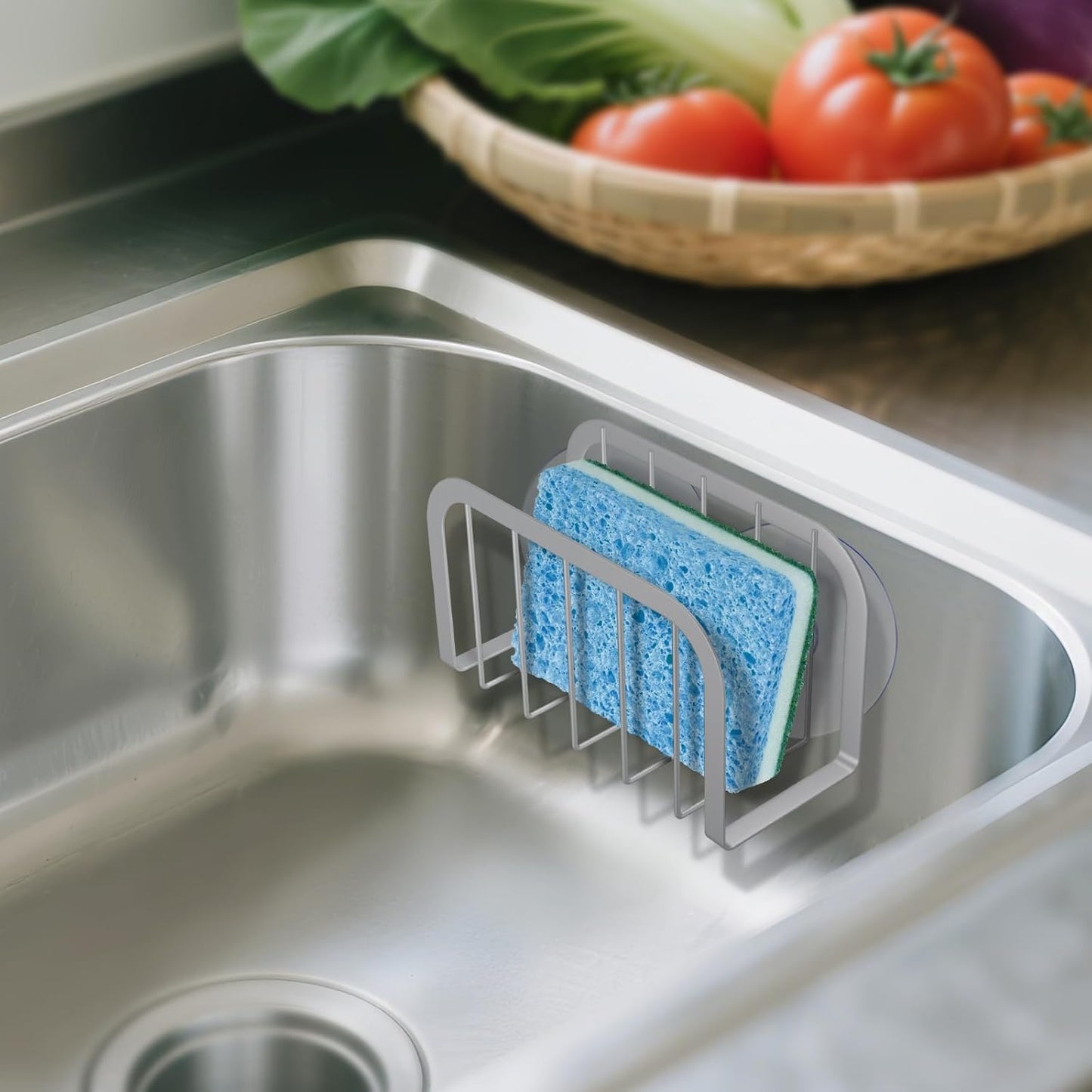 SHFKS Sponge Holder for Kitchen Sink,Kitchen Caddy with Sponge Holder,Dish Soap Holder - Black