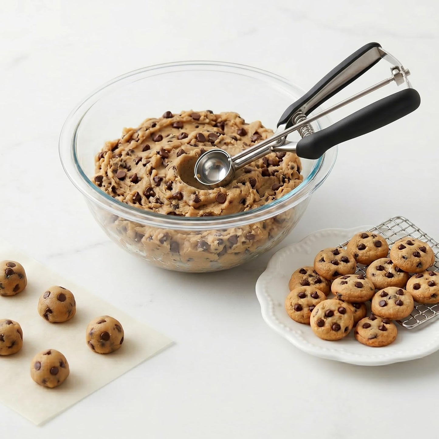 Cookie Scoop, Ice Cream Scoop, 1Tbsp/15 ml/0.5oz Cookie Scoops for Baking, 18/8 Stainless Steel Cookie Scooper for Baking, Ice Cream Scooper with Trigger Release, Cookie Dough Scoop with Non-slip Grip