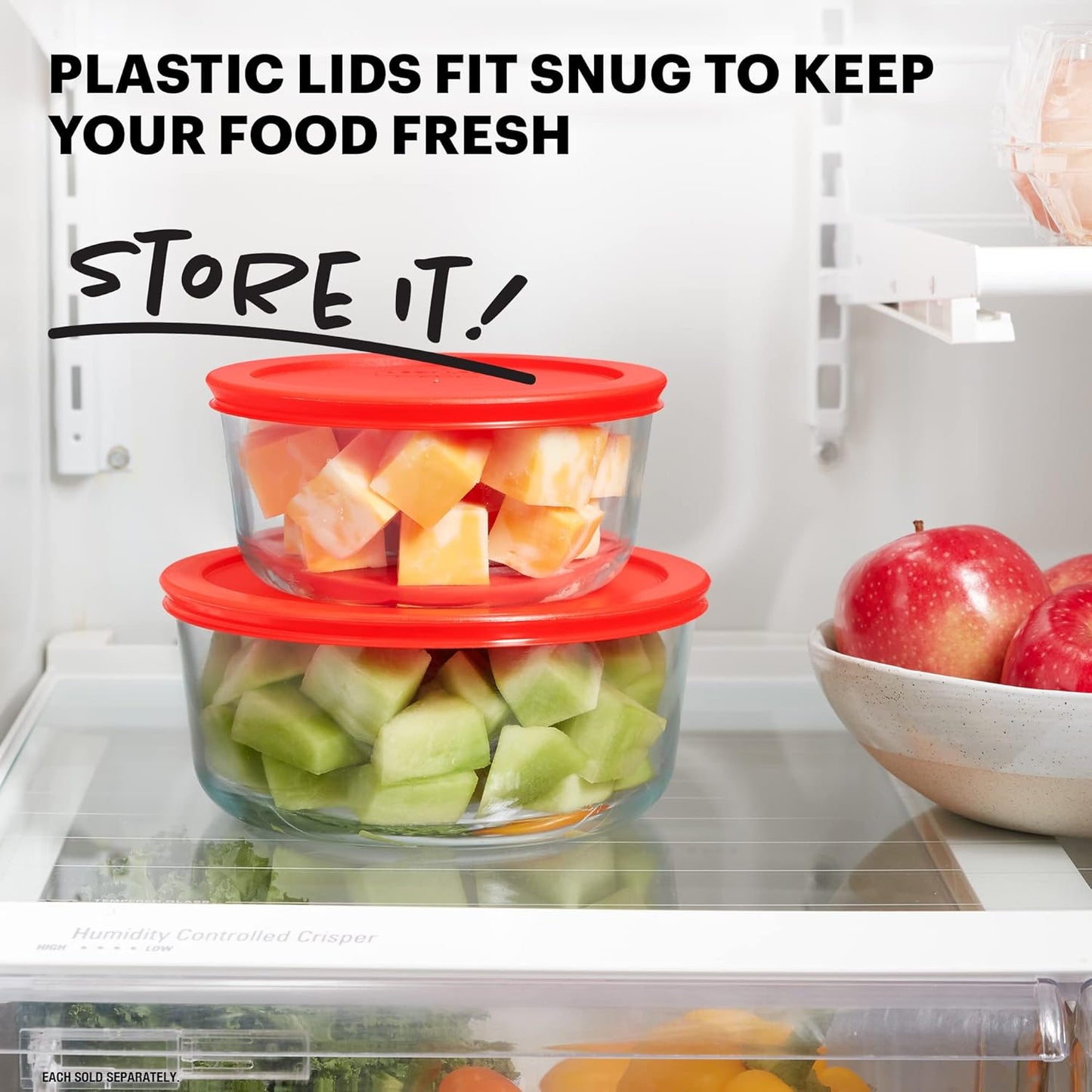 Pyrex Simply Store Glass Food Storage Container, Snug Fit Non-Toxic Plastic BPA-Free Lids, Freezer Dishwasher Microwave Safe, 11 Cup