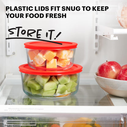 Pyrex Simply Store Glass Food Storage Container, Snug Fit Non-Toxic Plastic BPA-Free Lids, Freezer Dishwasher Microwave Safe, 11 Cup