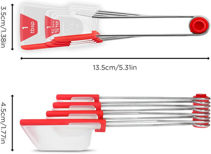 Dreamfarm Levoons Self-Levelling Measuring Spoon Set, Measures 1/4 Teaspoon up to 1 Tablespoon - Pack of 4, Red