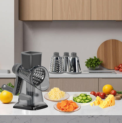 Cheese Grater with Handle,Multifunctional Rotary Cheese Grater,Kitchen Cheese Shredder Can Easily Chop Vegetables,Potatoes,Carrots,Etc.The Suction Cup is Stable and Easy to Clean (light green)