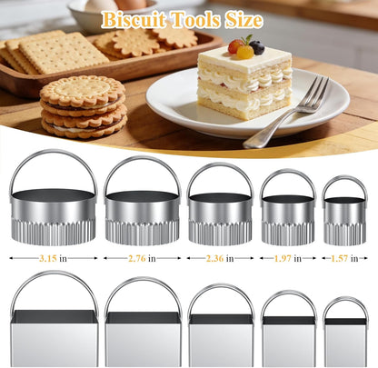 Biscuit Cutter Set, Dough Blender, Pastry Cutter, Biscuit Cutter, Dough Cutter,Pastry Cutter Set, Round Sifter,Baking Dough Tools for Cooking Cookies (3 Pcs/Set)