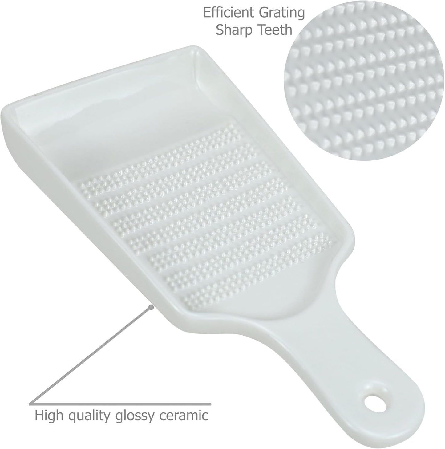 EIKS Ceramics Grater Plate for Ginger Garlic Wasabi Daikon Fruits Root Vegetable Cooking Preparation (Spade-shaped)