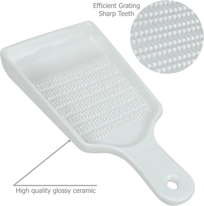 EIKS Ceramics Grater Plate for Ginger Garlic Wasabi Daikon Fruits Root Vegetable Cooking Preparation (Spade-shaped)