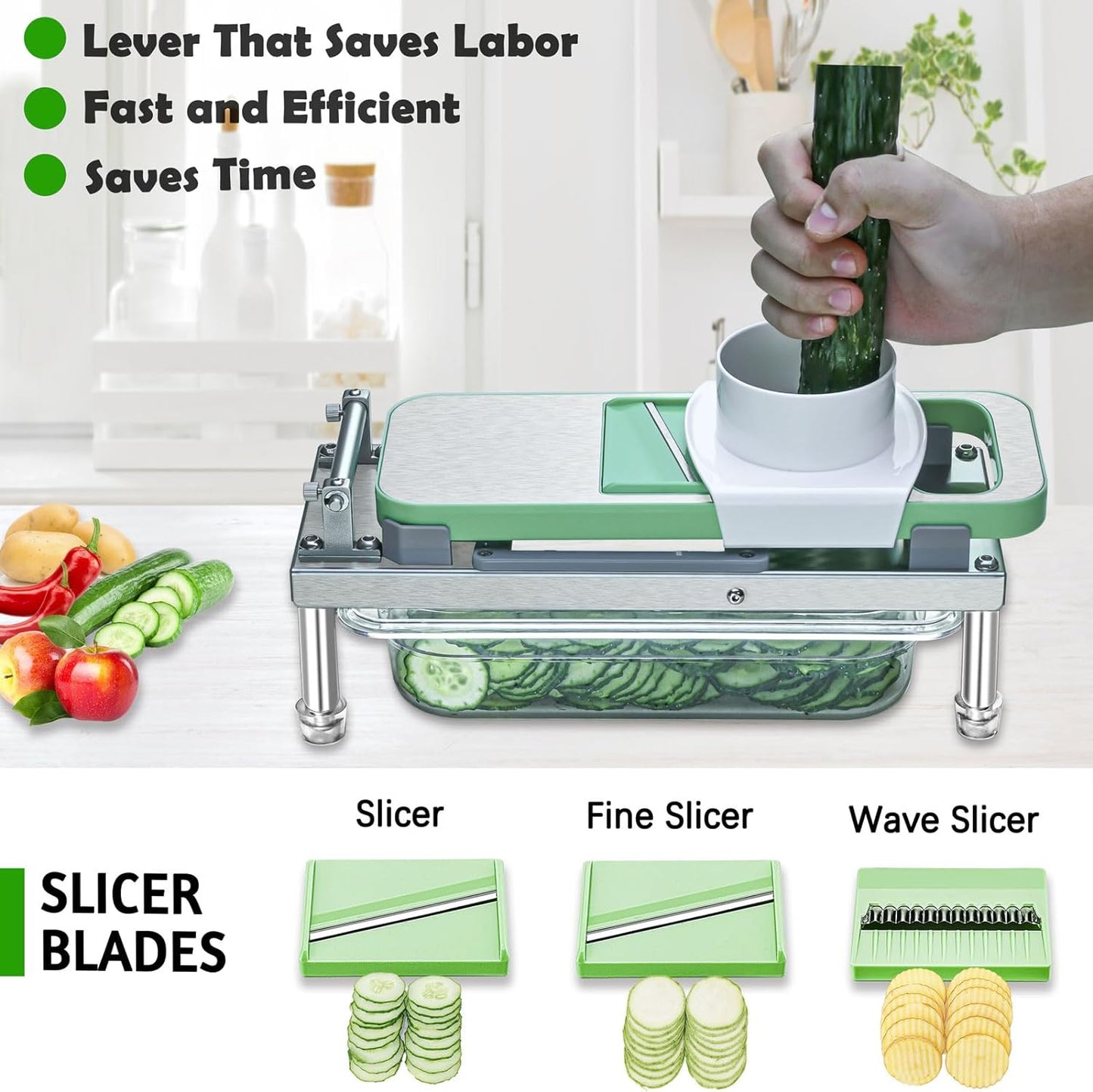 Vegetable Chopper, Veggie Chopper With 8 Blades, Onion Cutter with Container, Pro All-in-1 Food Dicer, Mandoline Slicer, Stainless steel materials Salad Grater