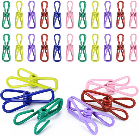 50pcs 2.2 Inches Colored Clothes Pins Waterproof Metal Chip Clips Steel Clip for Food Bag, Chips Bag, Paper