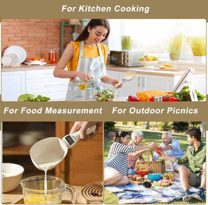 2PCS Digital Measuring Spoon Scale, Adjustable Electronic Measuring Spoon with 2PCS Hooks, Digital Kitchen Scale Spoon with Removable Handle, for Cooking, Baking, Pet Food, Daily Meals