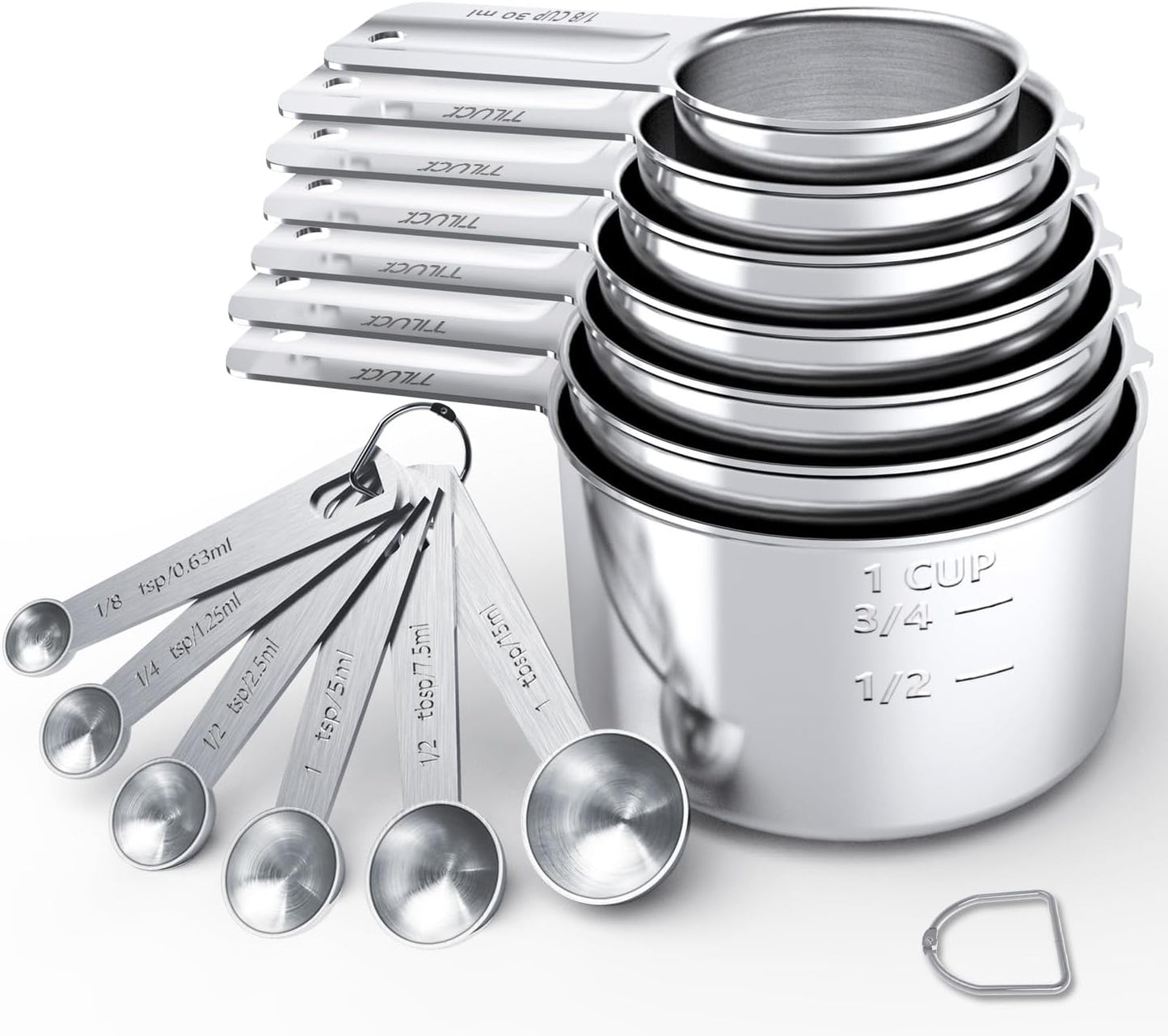 TILUCK Stainless Steel Measuring Spoons Set,Coffee Scoop Spoon,Kitchen Gadgets for Cooking & Baking,Set of 6