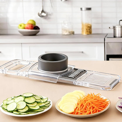 ZKIRON 6-in-1 Mandoline Slicer for Kitchen - Easy to Use Vegetable Chopper & Compact Julienne Slicer with Safe Guard & Crystal Clear Body - Handheld Food Slicer Cutter for Healthy Salad, Potato, Onion
