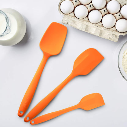 Silicone Spatulas Set Turners Tongs Cooking Utensils Set High Heat Resistant Kitchen Scraper Spatulas for Cooking Mixing Baking BPA Free Dishwasher Safe, Black