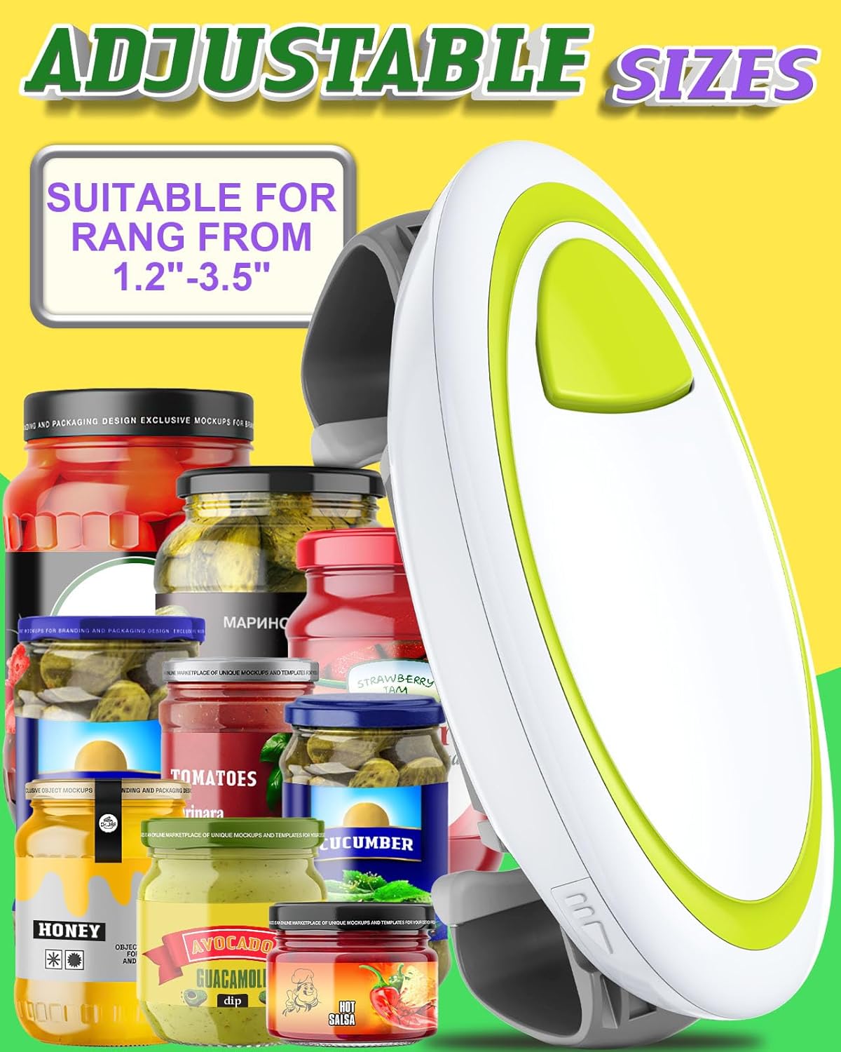 Electric Jar Opener for Weak Hands, Automatic Jar Opener for Seniors with Arthritis, Strong Tough & Easy One Touch Bottle Opener for Arthritic Hands