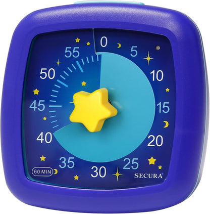 Secura 60-Minute Visual Timer, Silent Study Timer for Kids and Adults, Time Clocks, Time Management Countdown Timer for Teaching (Navy Blue & Navy Blue)