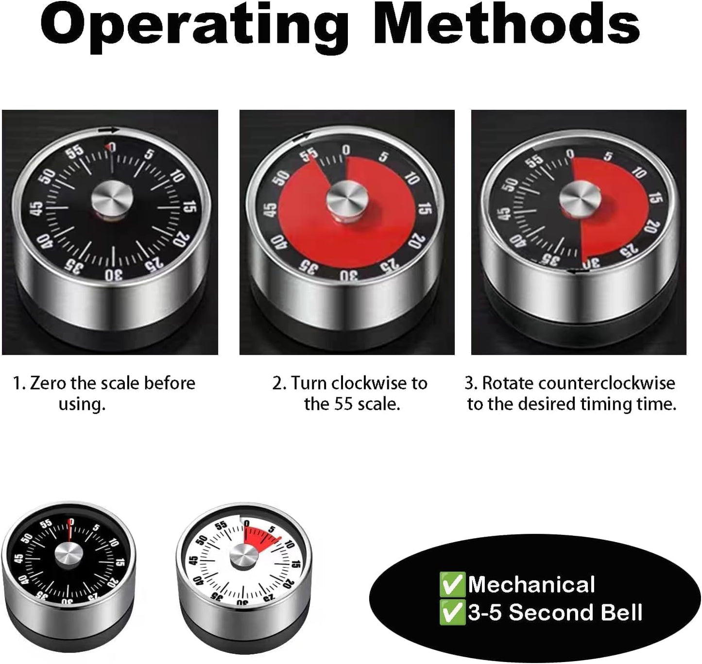 Digital Kitchen Timer for Cooking, Loud Alarm, Magnetic Back, Black and Silver (darkblack-t)