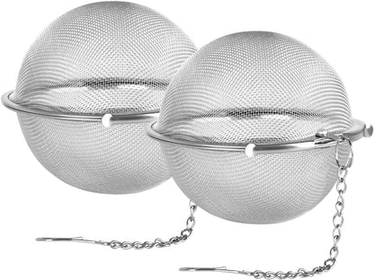 Fu Store 2pcs Stainless Steel Mesh Tea Ball 2.1 Inch Tea Strainers Teas Infuser Strainer Filters for Teas