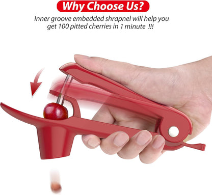 Cherry Pitter - UCMORX Stainless Steel Cherries Pitter Tool Cherries Corer Cherry Remover for Making Cherry Jam with Lock Design(Black)