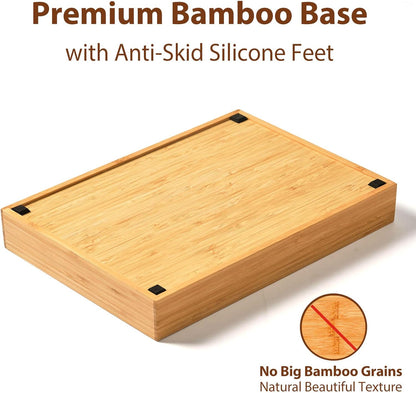 Umilife Bamboo Kitchen Drawer Organizer, 7 Inch Silverware Utensils Tray Holder for Small Drawer, Wood Caddy for Flatware Cutlery Knives