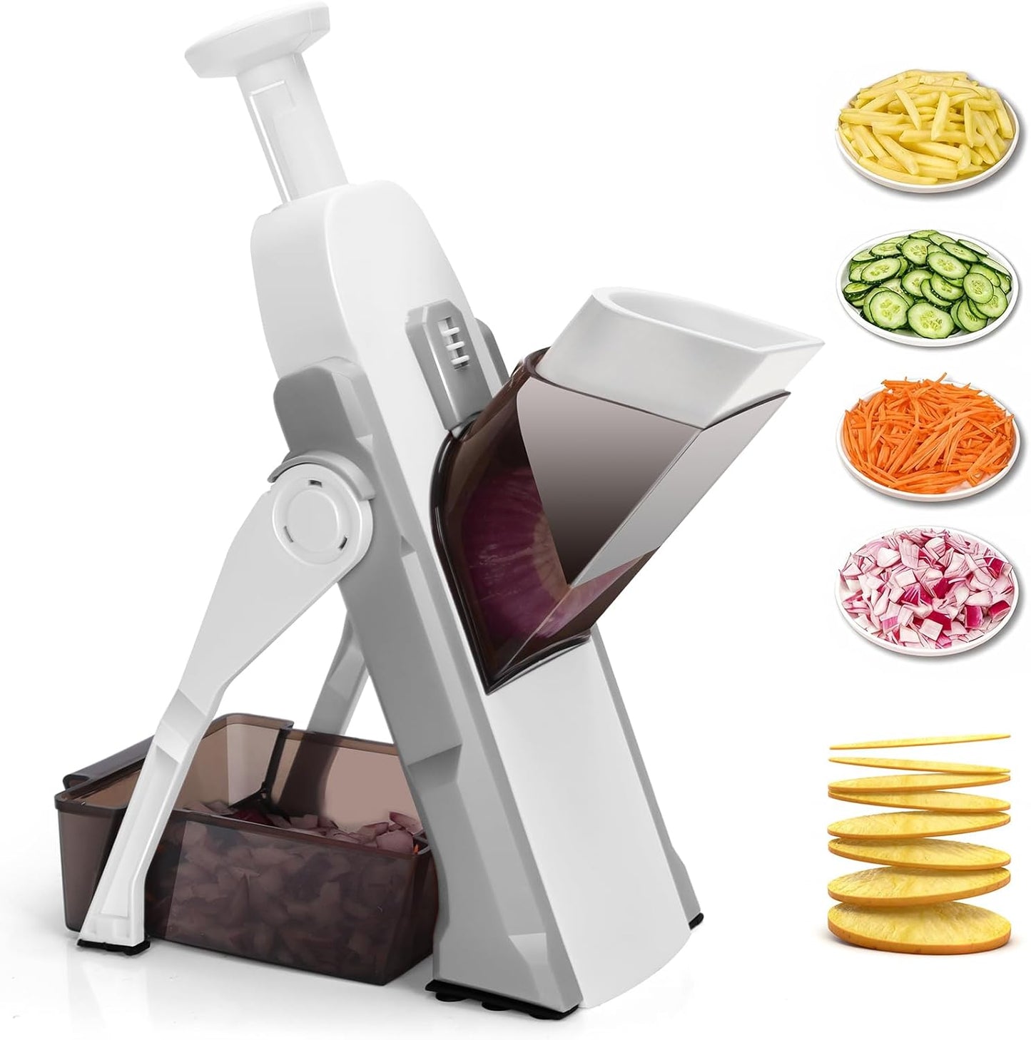 Slicer Vegetable Cutter, Mandoline Slicer for Potato Chips, Fries, Vegetables, and Fruits. Multiple Thickness Options Available. Quick Vegetable Salad Chopper