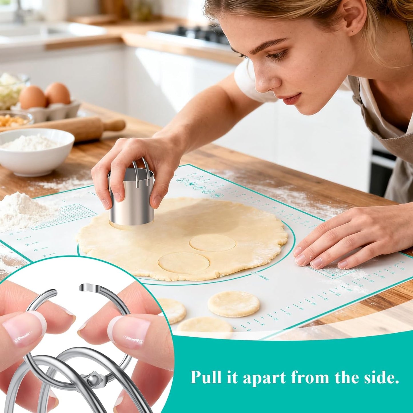 Biscuit Cutter Set, Dough Blender, Pastry Cutter, Biscuit Cutter, Dough Cutter,Pastry Cutter Set, Round Sifter,Baking Dough Tools for Cooking Cookies (3 Pcs/Set)