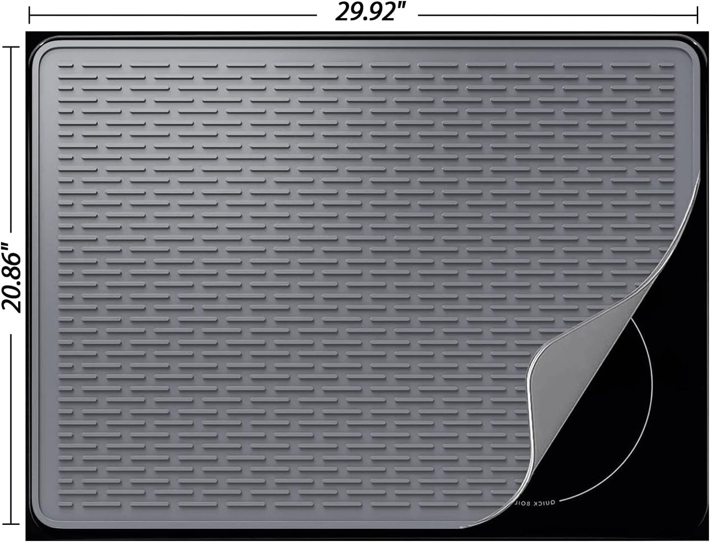 YUHFERA Stove Top Cover for Electric Stove - Silicone Stove Mat for Glass Top, Glass Cooktop Protector, XL Dish Drying Mats for Kitchen,Oven Covers for Electric Stove (Black,30 x 21)