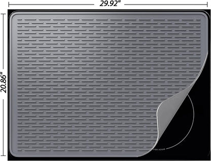 YUHFERA Stove Top Cover for Electric Stove - Silicone Stove Mat for Glass Top, Glass Cooktop Protector, XL Dish Drying Mats for Kitchen,Oven Covers for Electric Stove (Black,30 x 21)