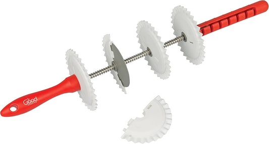 Adjustable Rolling Pastry Wheel Cutter with 4 Interchangeable Fluted, Lattice, and Straight Slicers - 7 Width Adjustments for Accurate Measurements -Dishwasher Safe- Great for Baking Cookies & Dessert