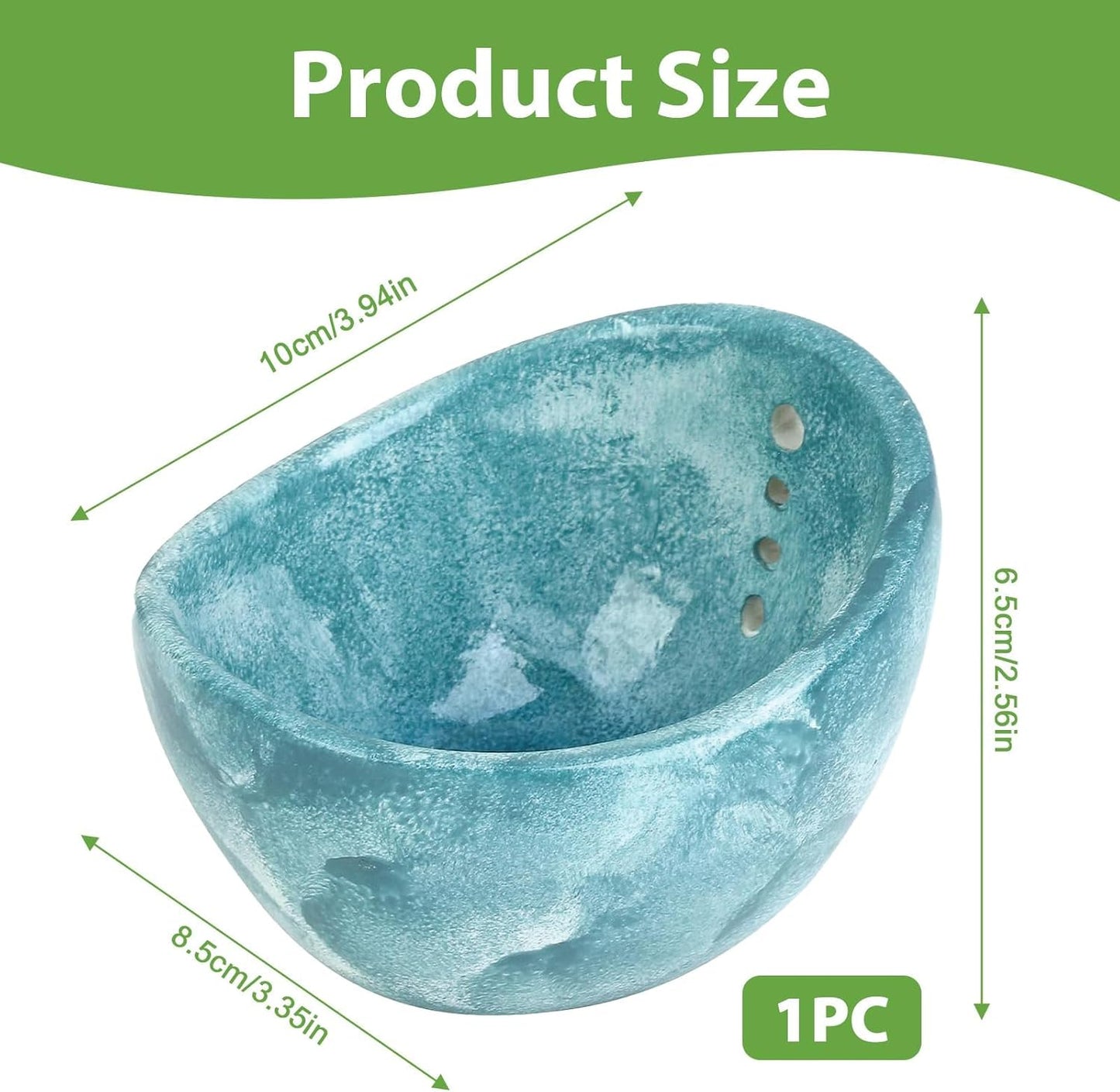 Hamblin Pottery Herb Stripper Bowl, Handmade Resin Herb Stripper Tool with Multiple Hole Sizes, Efficient Leaf Removal for Rosemary Cilantro Parsley (Blue)