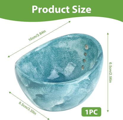 Hamblin Pottery Herb Stripper Bowl, Handmade Resin Herb Stripper Tool with Multiple Hole Sizes, Efficient Leaf Removal for Rosemary Cilantro Parsley (Blue)
