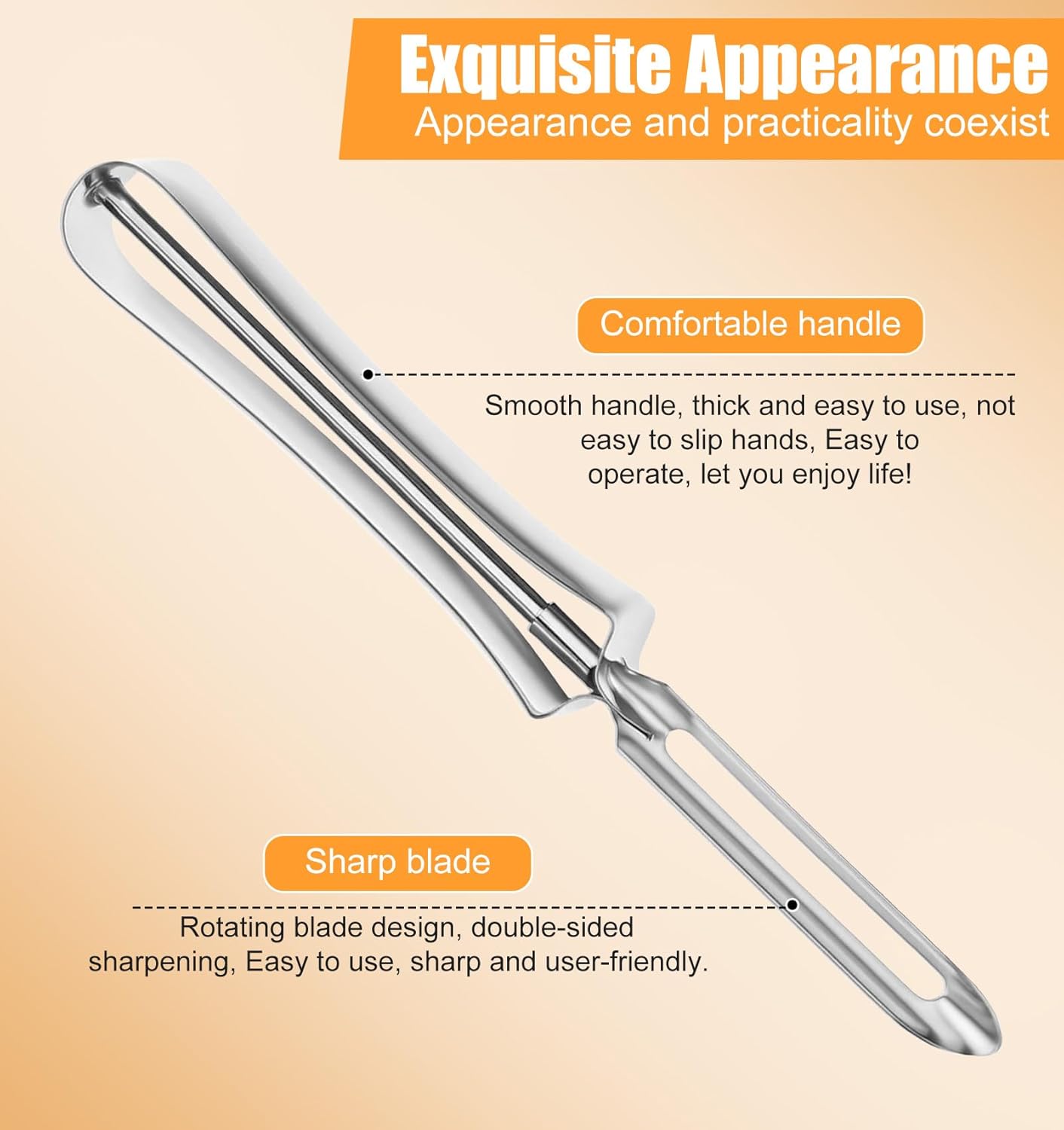 3 Pack Stainless Steel Vegetable Peeler, Stainless Steel Potato Peelers with Swivel Blade & Ergonomic Handle, Metal Potatoes Peeler for Vegetables, Fruits, Dishwasher Safe
