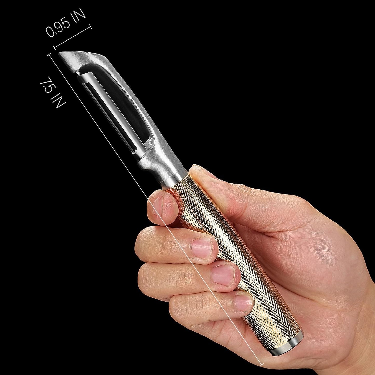 Serrated Blade Premium I Type 304 Stainless Steel Multifunctional Kitchen Peeler Real Wood Handle Ultra Sharp Blade Vegetable Potato Apple（Agarwood）